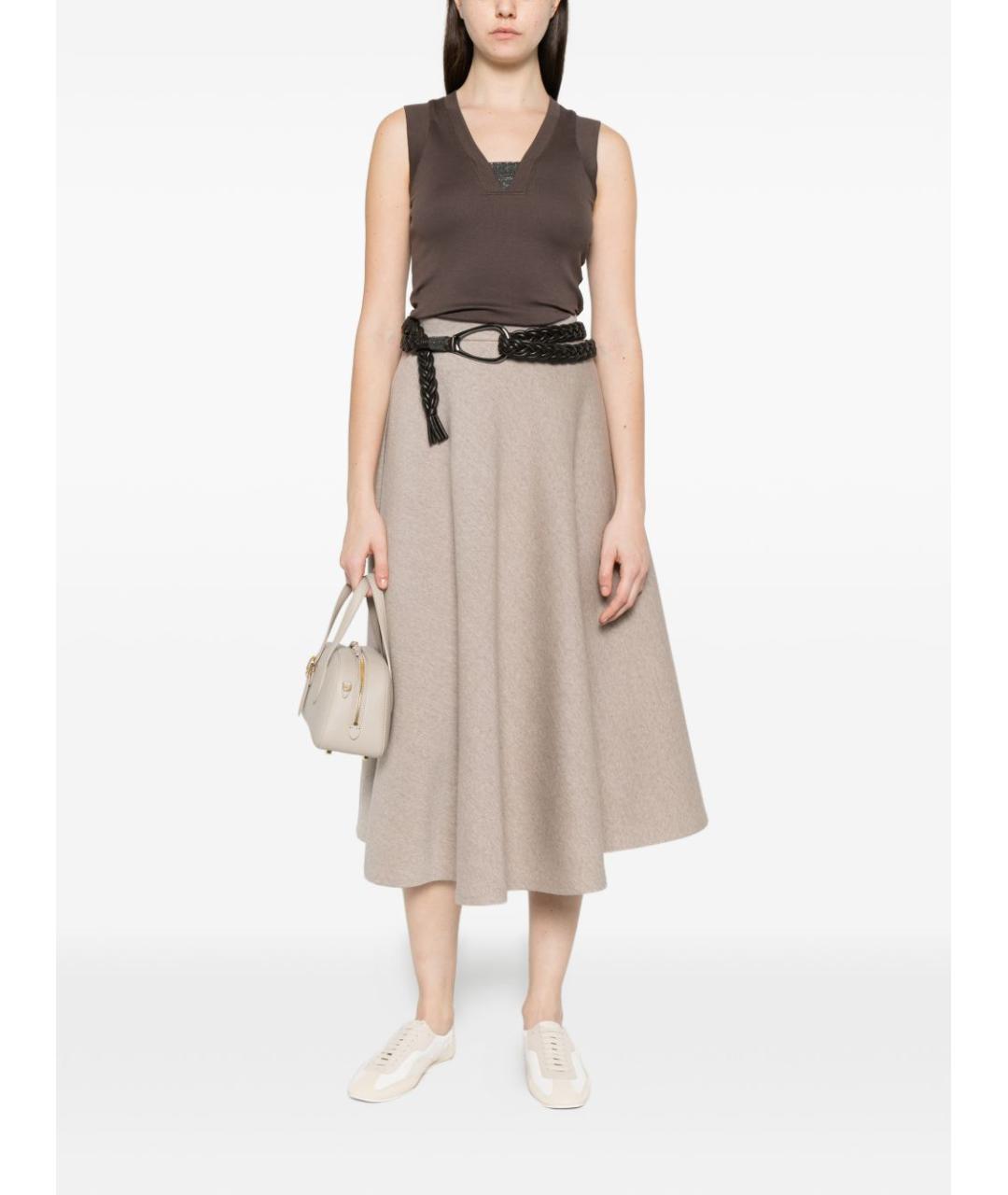 BRUNELLO CUCINELLI Коричневая хлопковая майка, фото 4