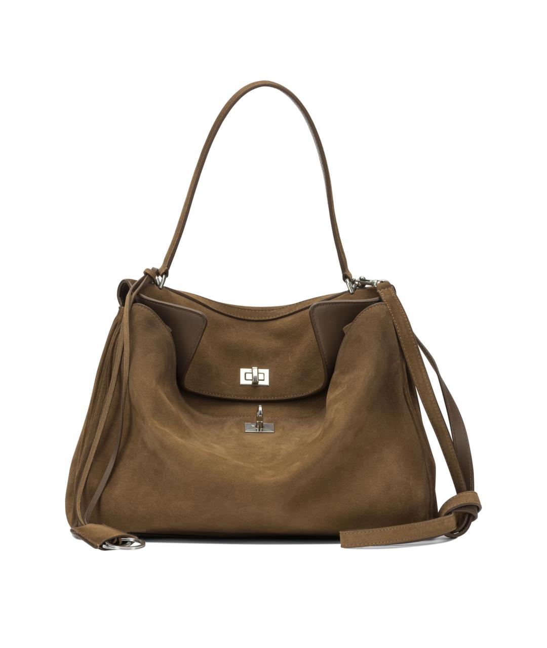 BALENCIAGA Коричневая замшевая сумка тоут, фото 1