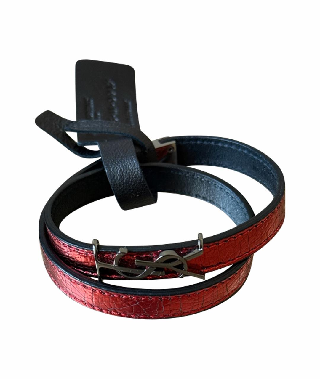 SAINT LAURENT Красный кожаный браслет, фото 1