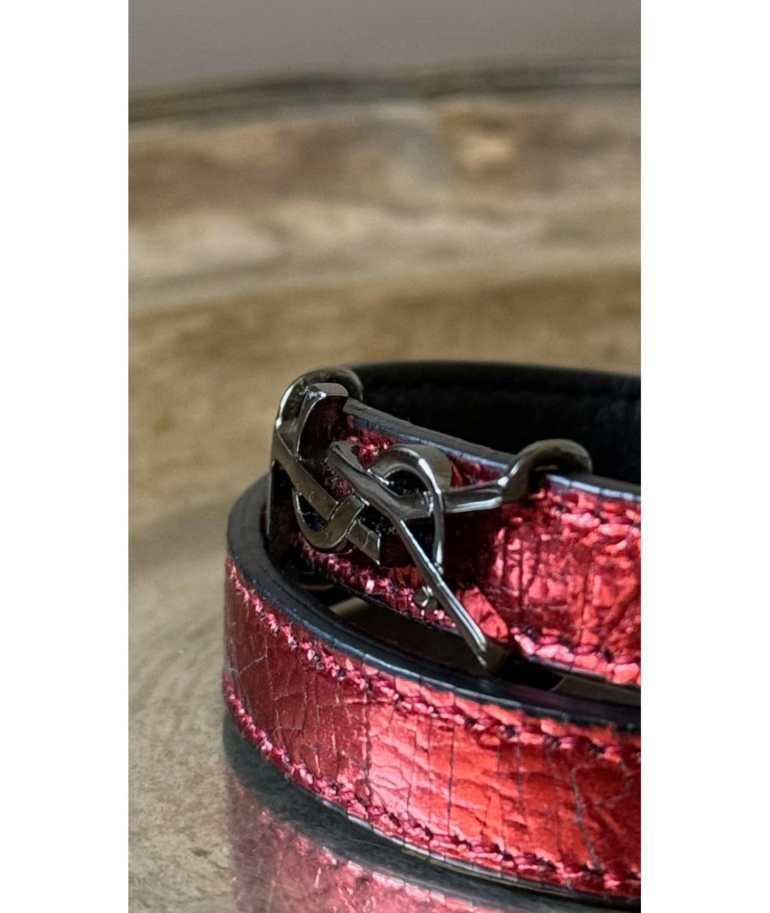 SAINT LAURENT Красный кожаный браслет, фото 3