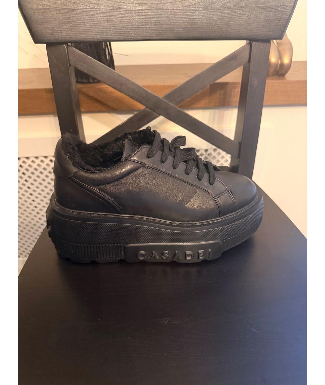 CASADEI Черные кожаные кроссовки, фото 5