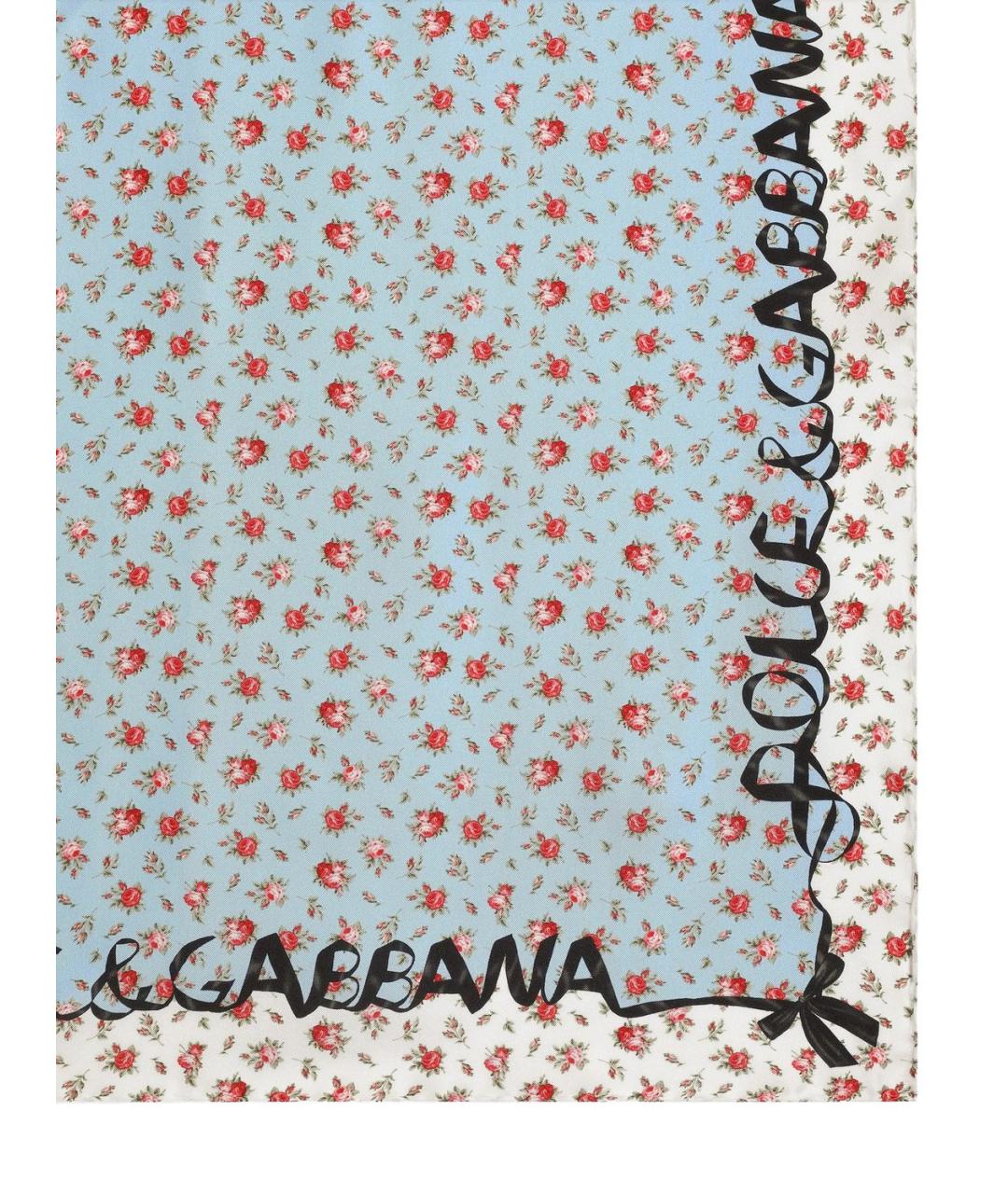 DOLCE&GABBANA Голубой шелковый шарф, фото 2