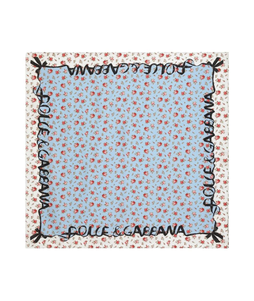 DOLCE&GABBANA Голубой шелковый шарф, фото 1