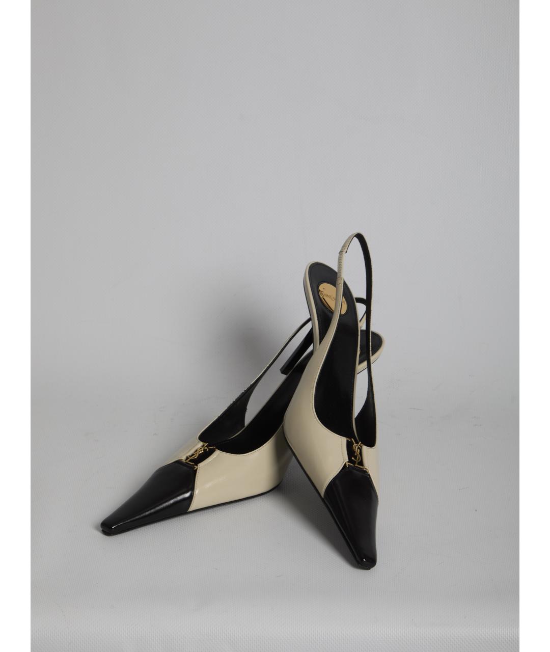 SAINT LAURENT Белые кожаные туфли, фото 5