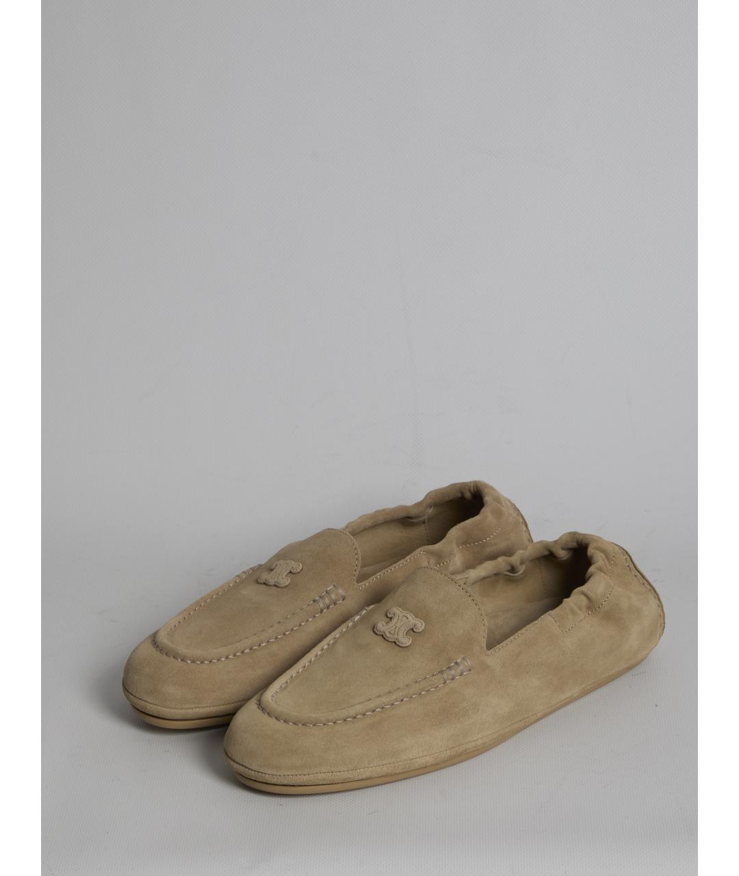 CELINE Бежевые замшевые лоферы, фото 2