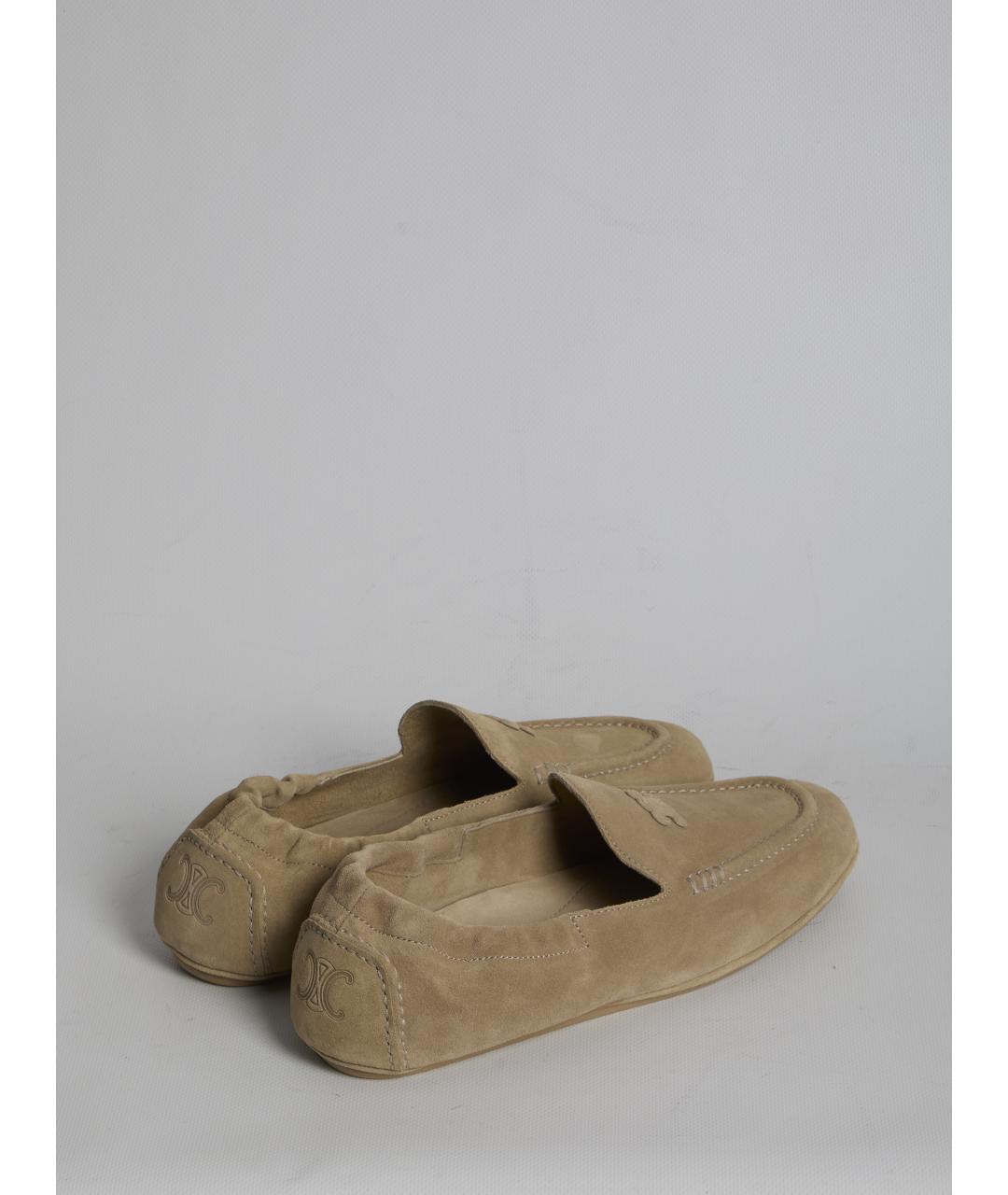 CELINE Бежевые замшевые лоферы, фото 3