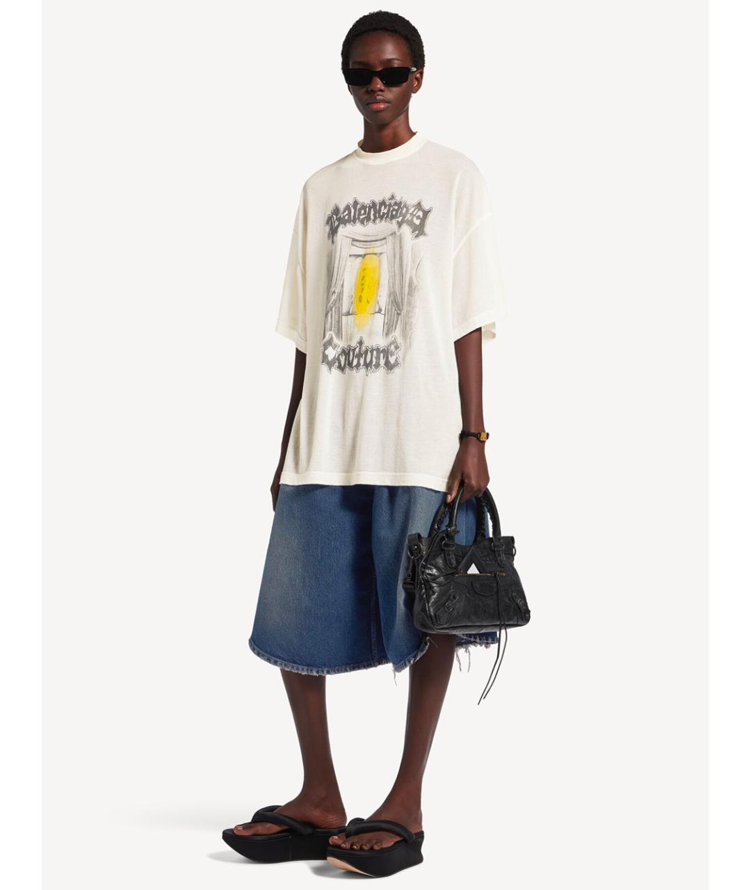 BALENCIAGA Белая хлопковая футболка, фото 2