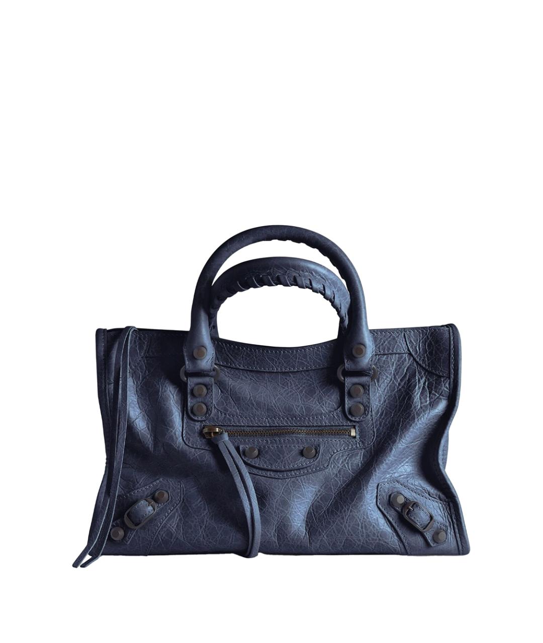 BALENCIAGA Синяя кожаная сумка тоут, фото 1