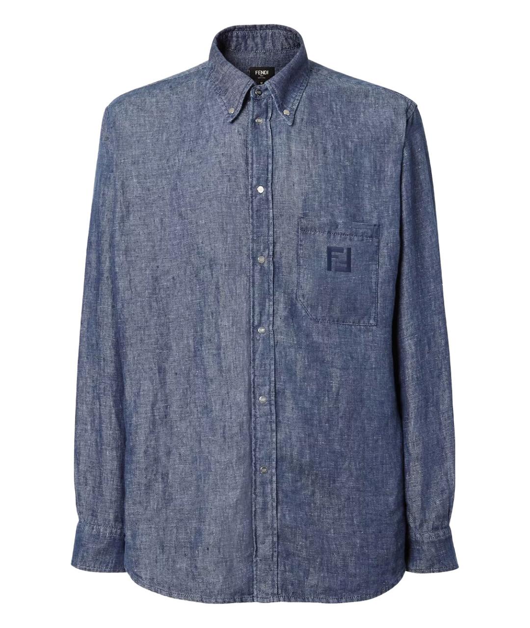 FENDI Синяя хлопковая кэжуал рубашка, фото 1