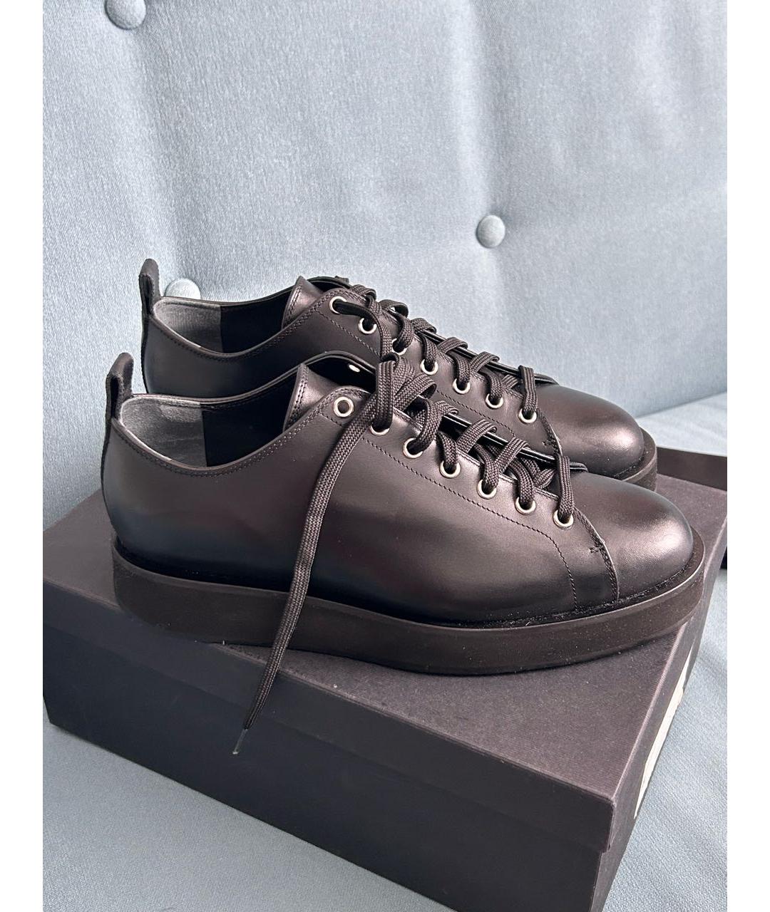 JIL SANDER Черные кожаные кроссовки, фото 7