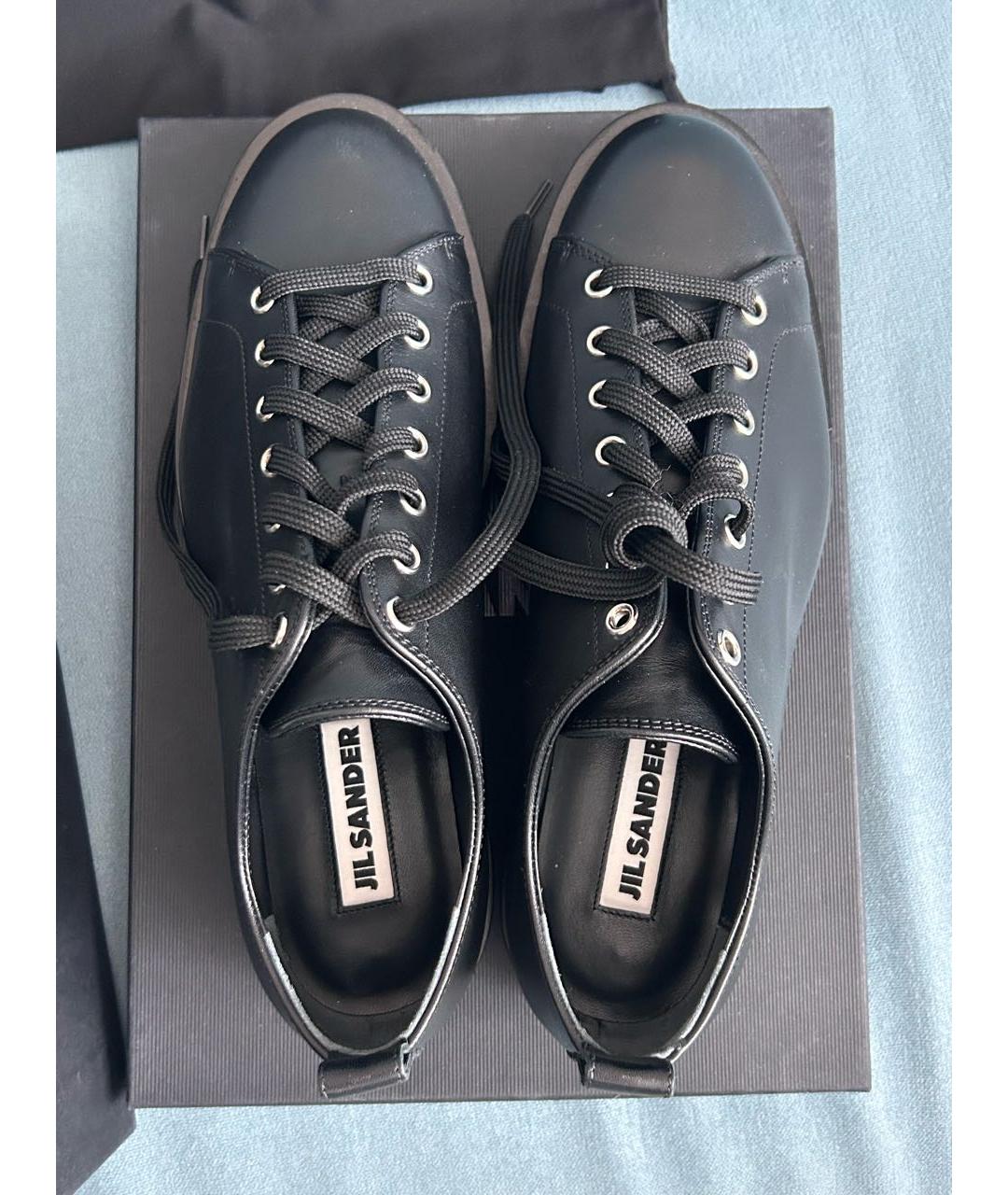 JIL SANDER Черные кожаные кроссовки, фото 3