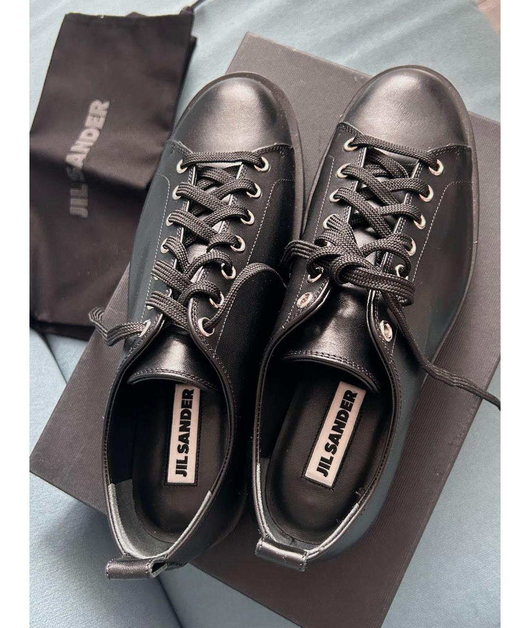 JIL SANDER Черные кожаные кроссовки, фото 6