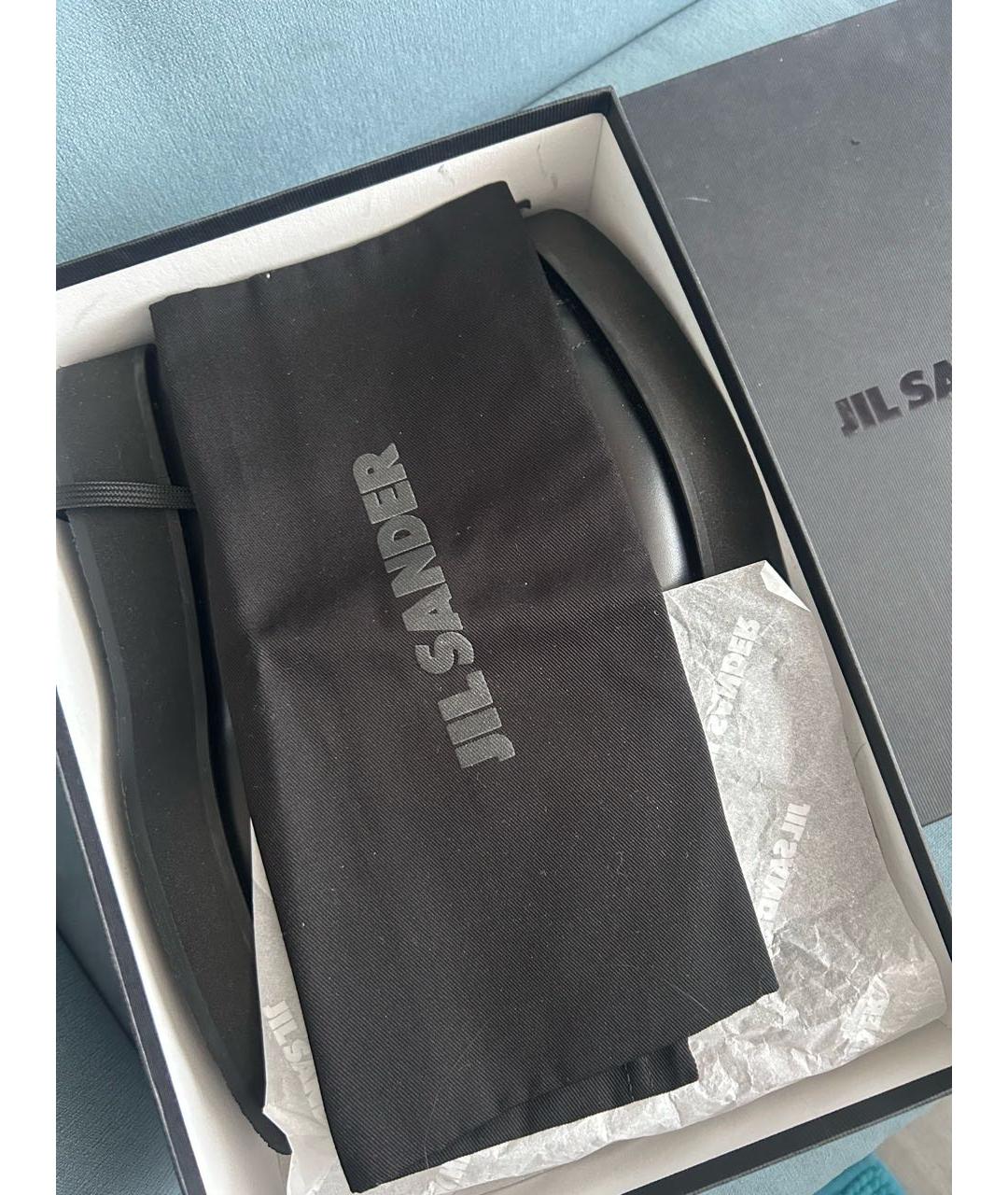 JIL SANDER Черные кожаные кроссовки, фото 5