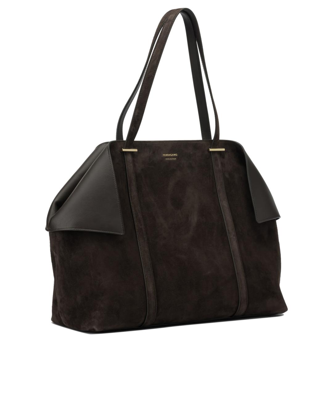 FERRAGAMO Коричневая замшевая сумка через плечо, фото 2