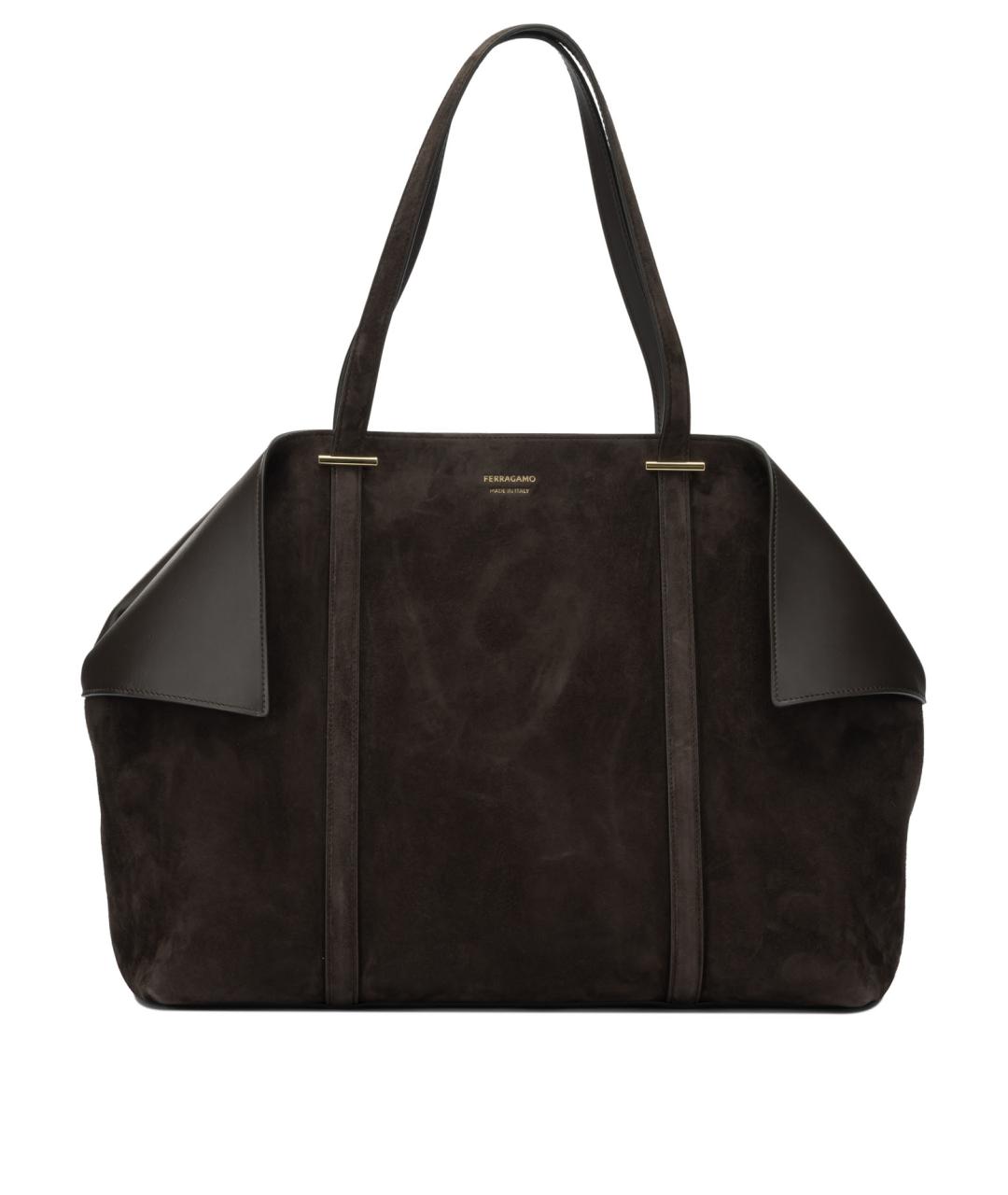 FERRAGAMO Коричневая замшевая сумка через плечо, фото 1