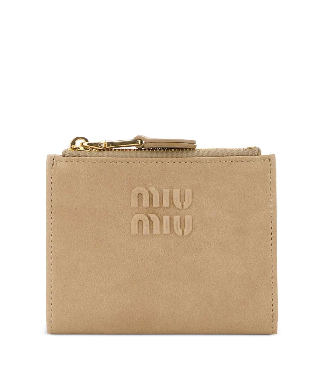MIU MIU Бежевый кожаный кошелек, фото 1