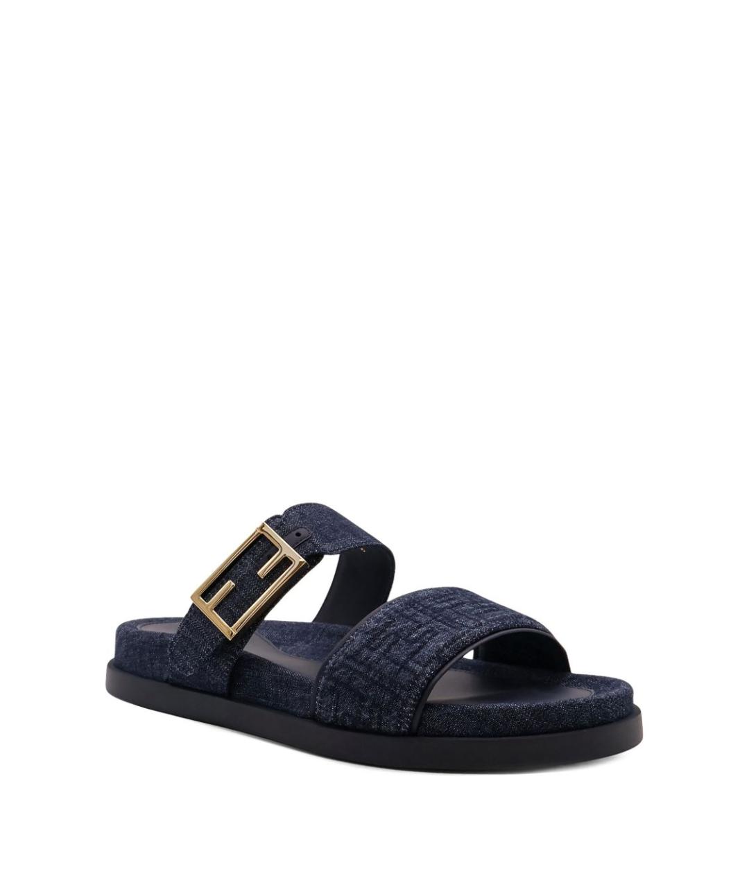 FENDI Синие текстильные сандалии, фото 3