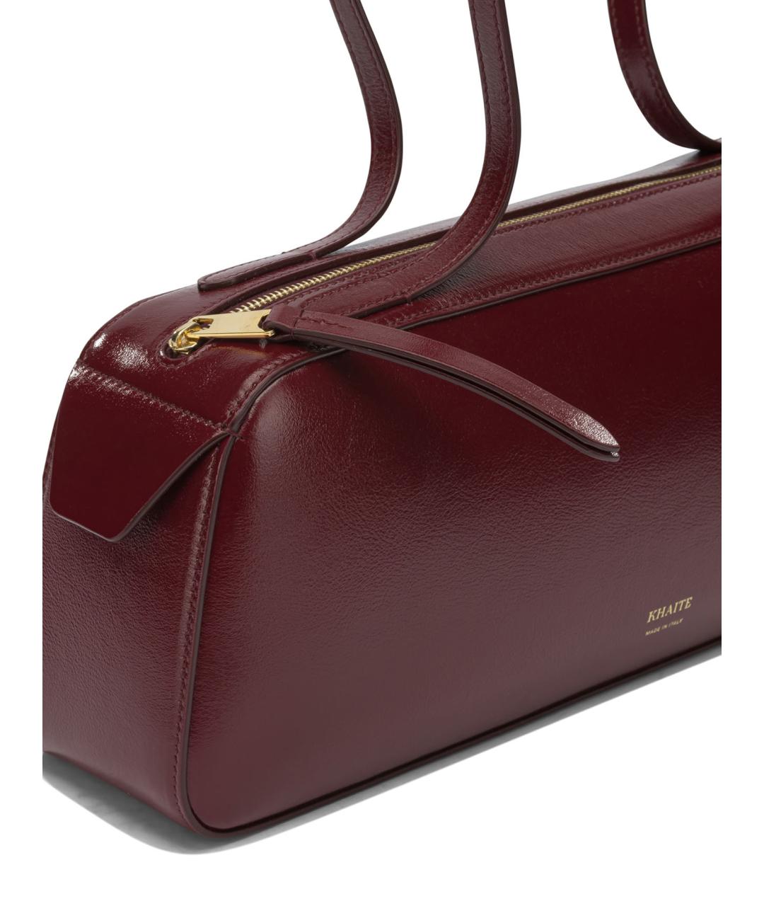 KHAITE Бордовая кожаная сумка через плечо, фото 4