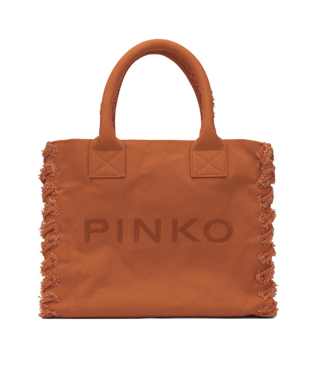 PINKO Оранжевая хлопковая сумка тоут, фото 1