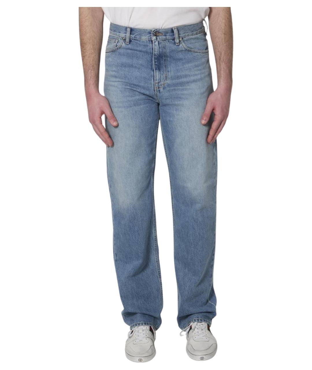 GUCCI Голубые хлопковые прямые джинсы, фото 1