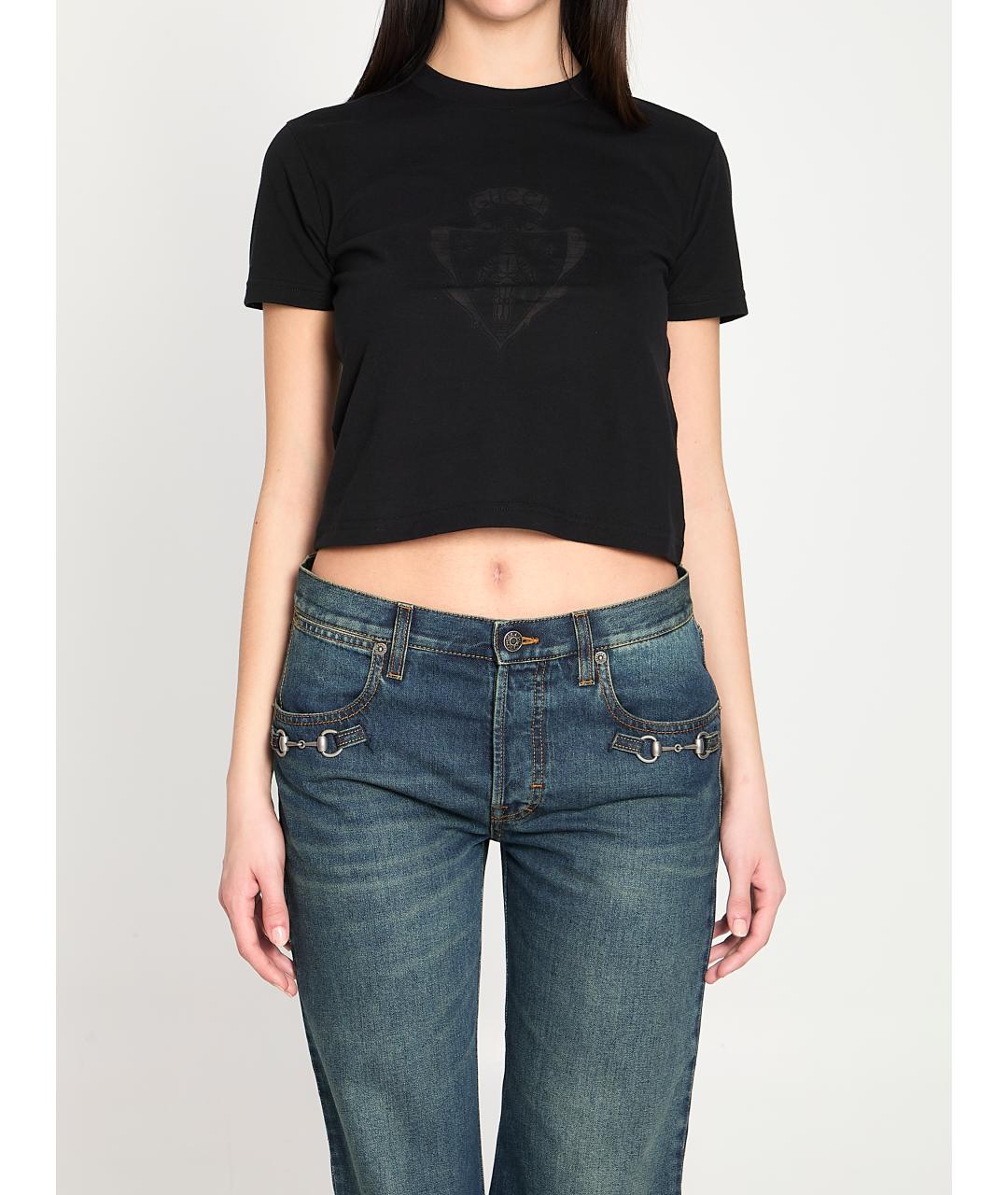 GUCCI Черная хлопковая футболка, фото 2