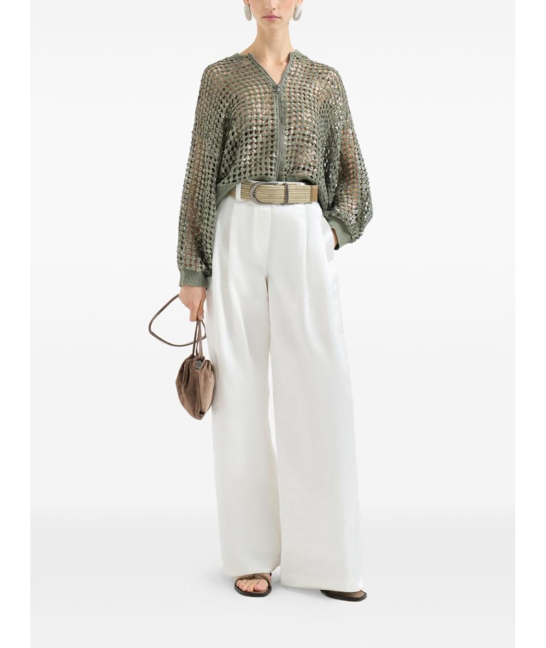BRUNELLO CUCINELLI Зеленый льняной кардиган, фото 3
