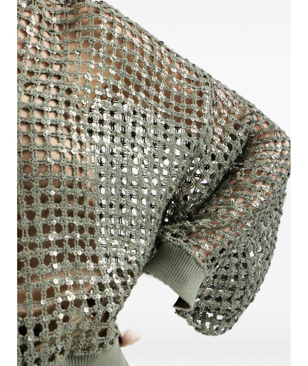 BRUNELLO CUCINELLI Зеленый льняной кардиган, фото 5