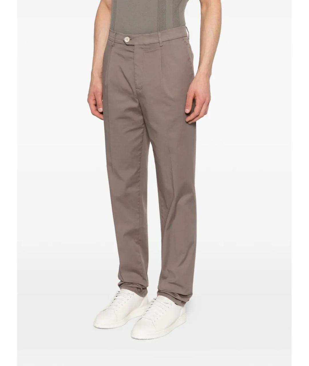 BRUNELLO CUCINELLI Коричневые хлопковые повседневные брюки, фото 4