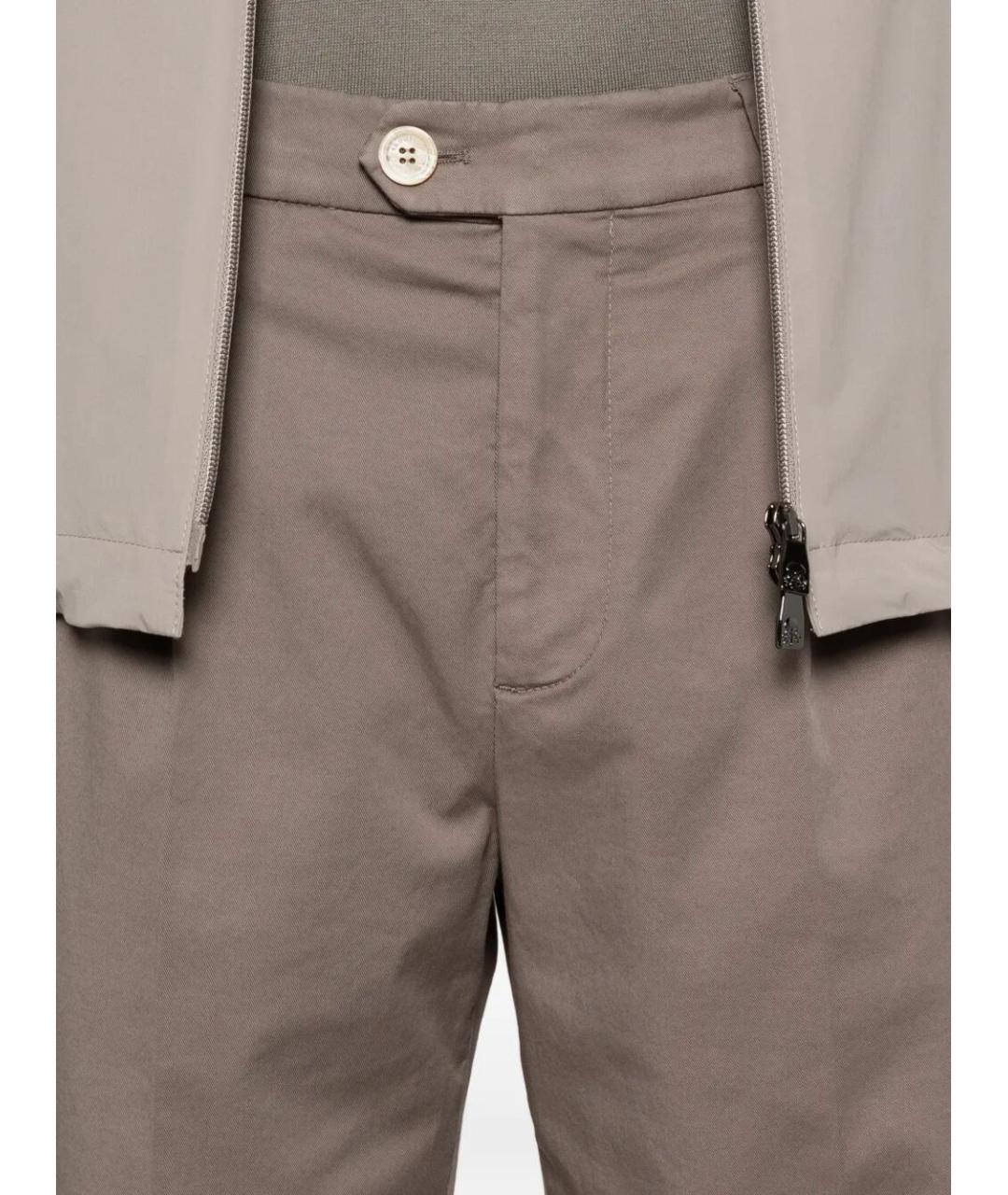 BRUNELLO CUCINELLI Коричневые хлопковые повседневные брюки, фото 5