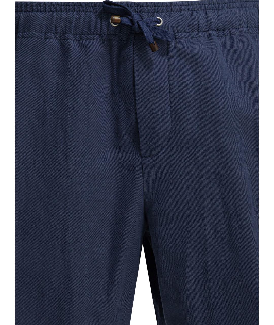 BRUNELLO CUCINELLI Синие льняные шорты, фото 3