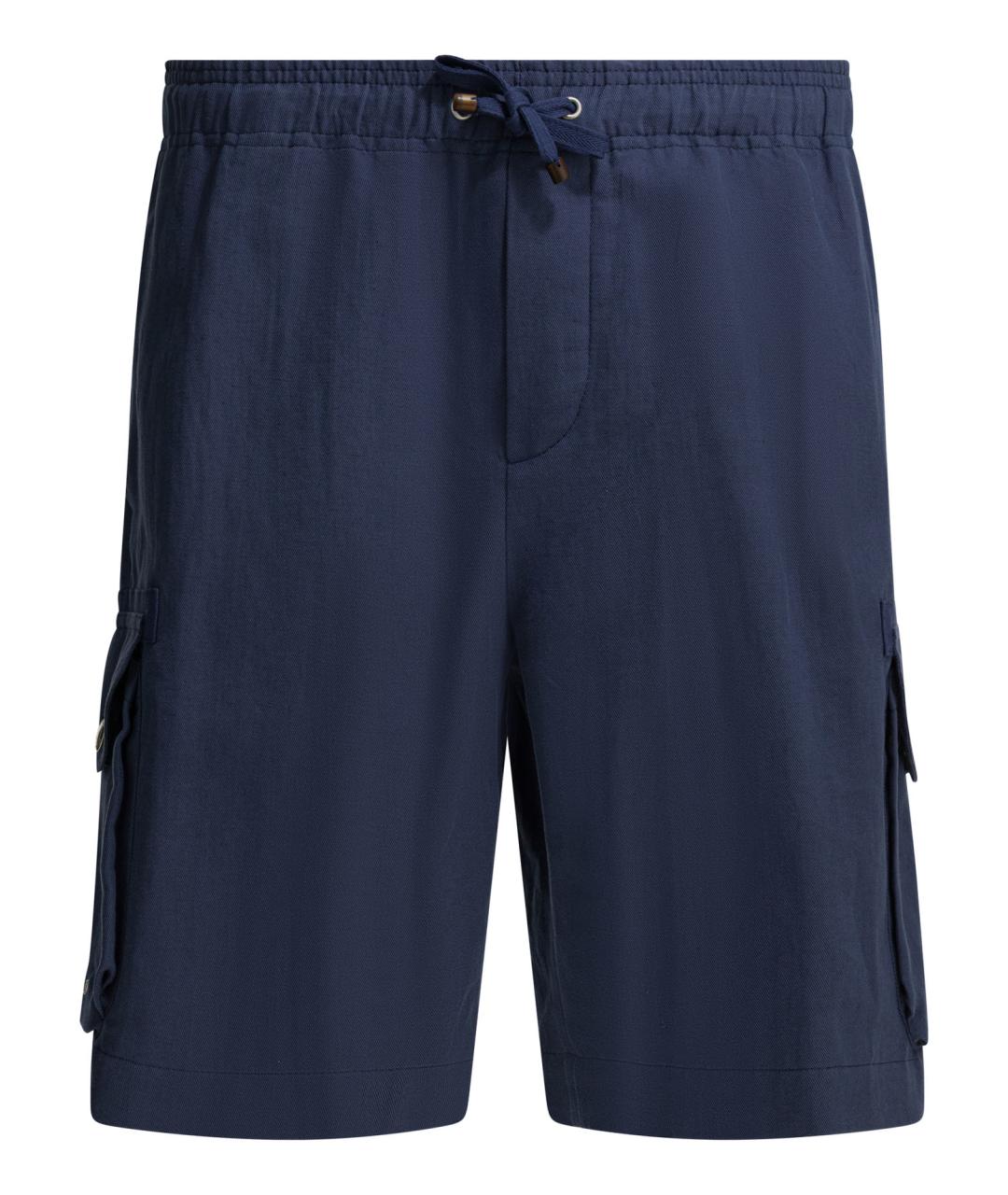 BRUNELLO CUCINELLI Синие льняные шорты, фото 1