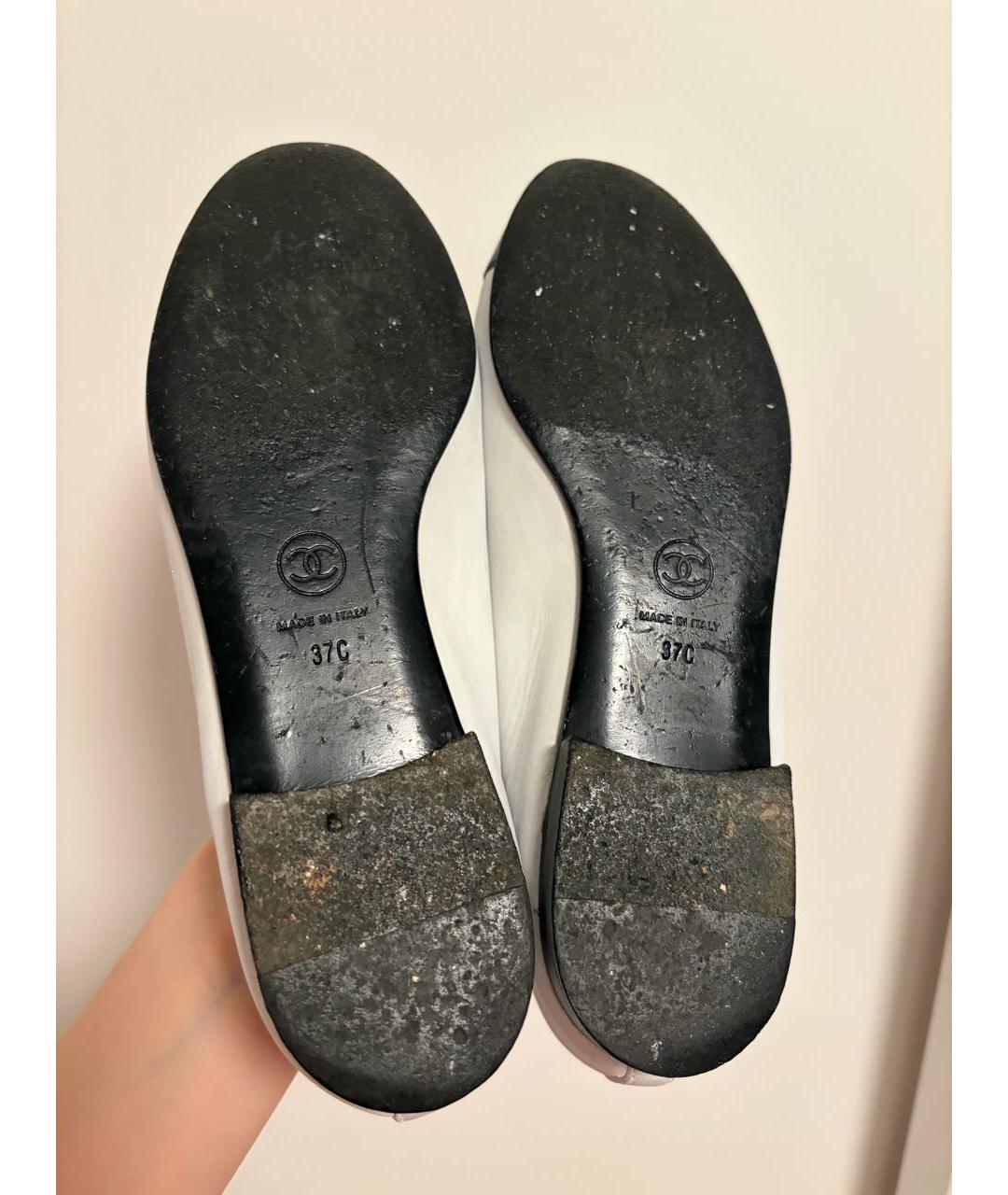 CHANEL Белые кожаные балетки, фото 4