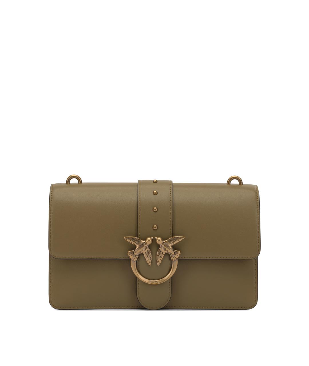 PINKO Зеленая кожаная сумка через плечо, фото 1