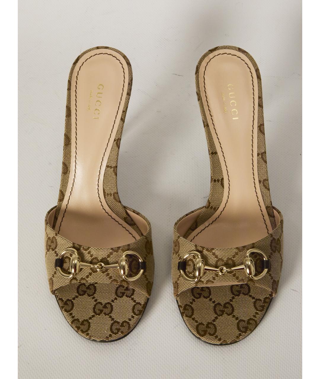 GUCCI Бежевые текстильные сандалии, фото 5