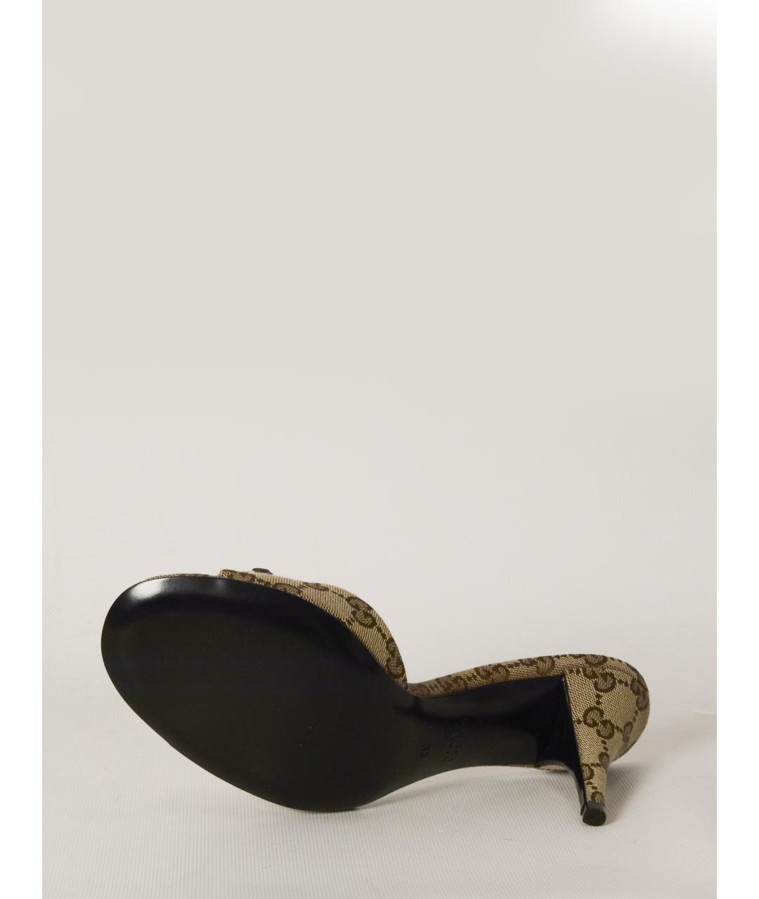 GUCCI Бежевые текстильные сандалии, фото 4