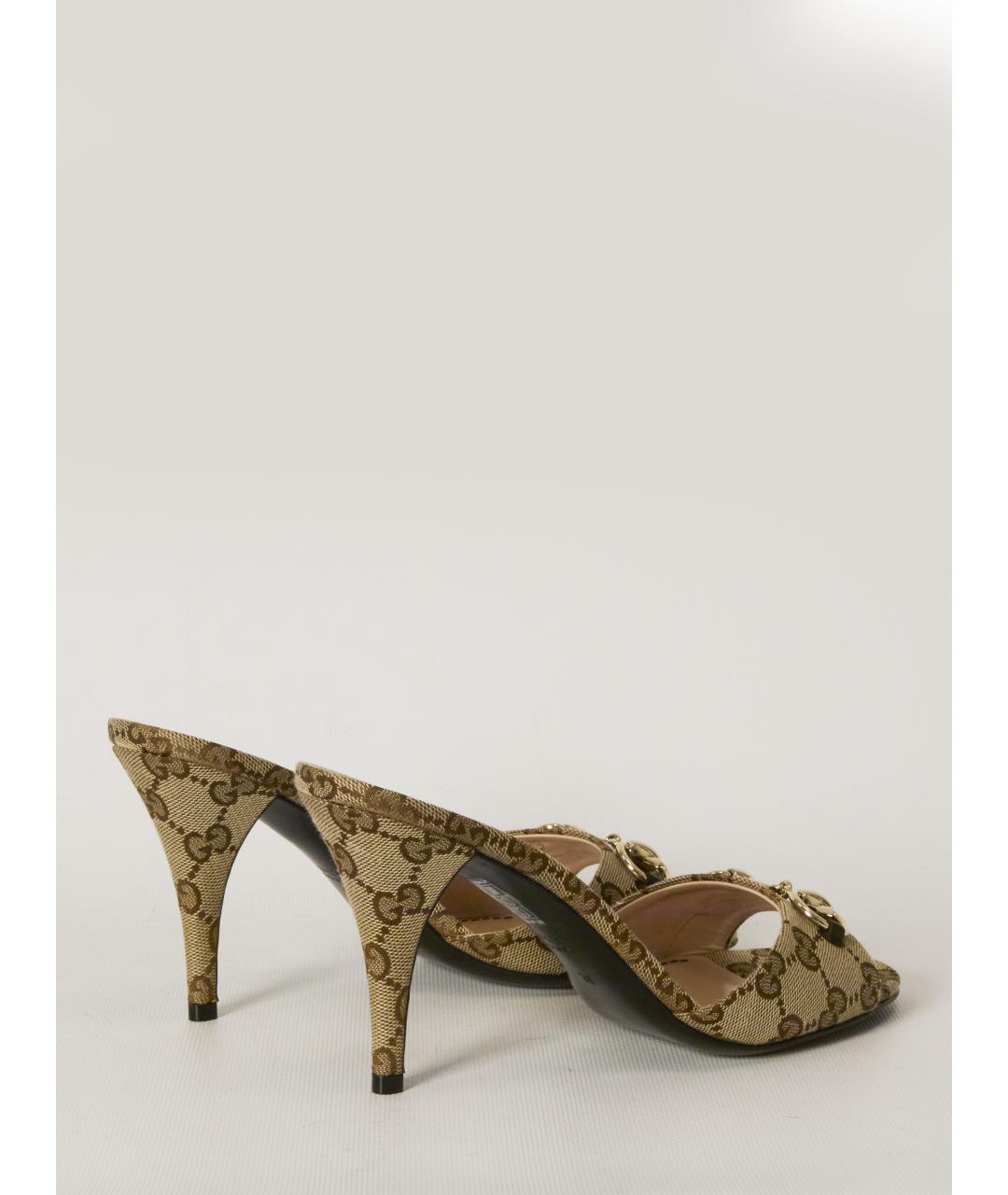 GUCCI Бежевые текстильные сандалии, фото 3