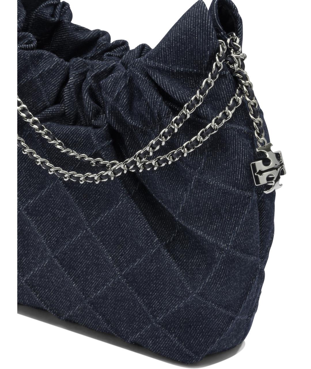 TORY BURCH Синяя хлопковая сумка через плечо, фото 4