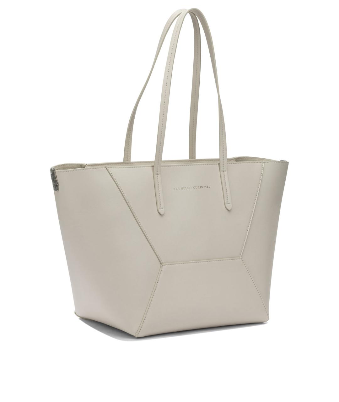 BRUNELLO CUCINELLI Белая кожаная сумка через плечо, фото 2