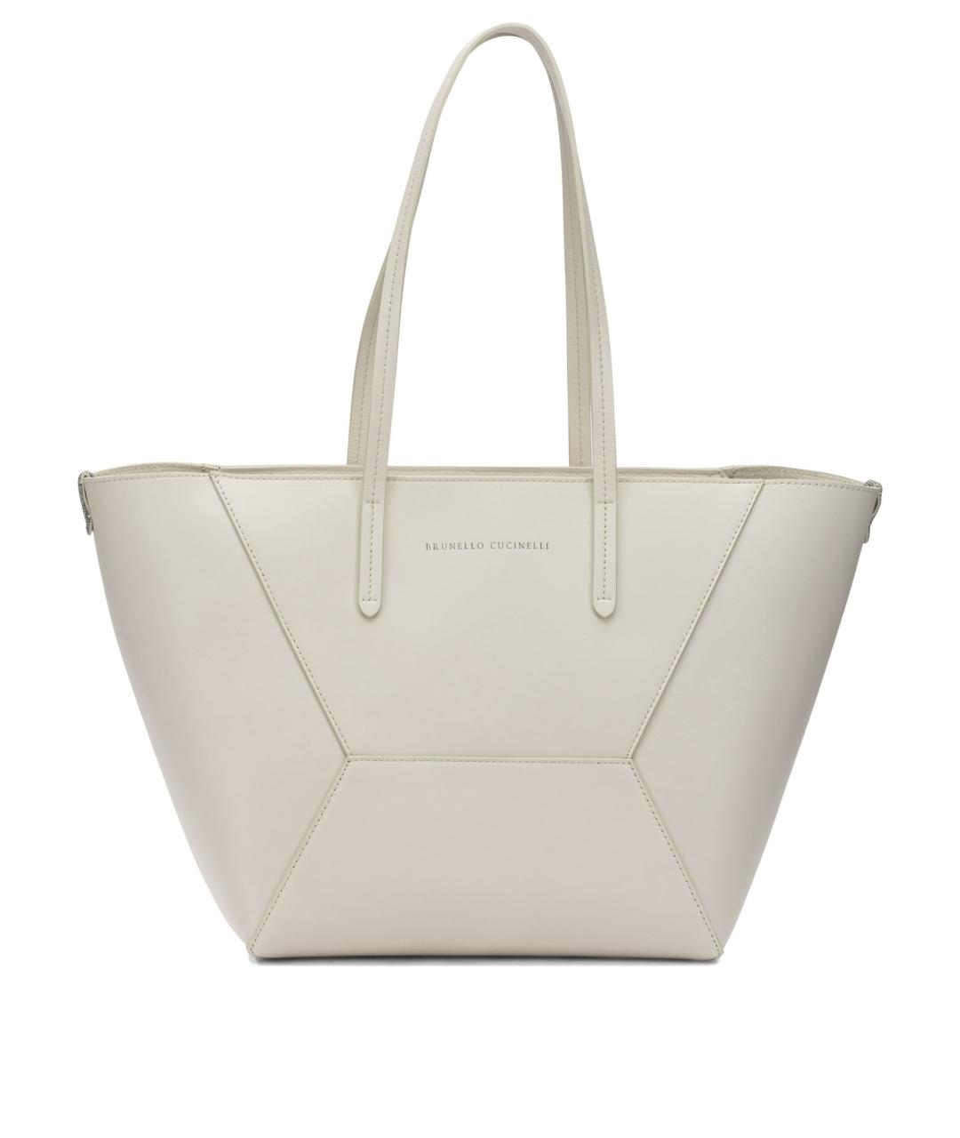BRUNELLO CUCINELLI Белая кожаная сумка через плечо, фото 1