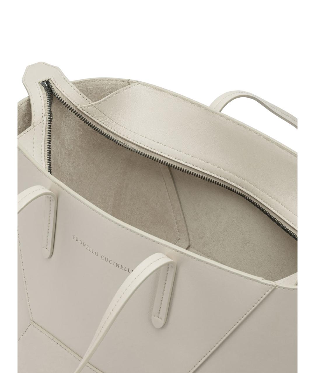 BRUNELLO CUCINELLI Белая кожаная сумка через плечо, фото 5