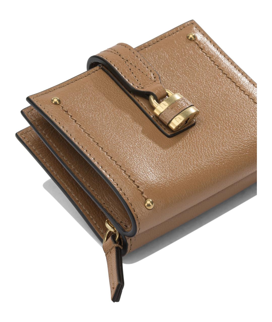 CHLOE Бежевый кожаный кошелек, фото 4