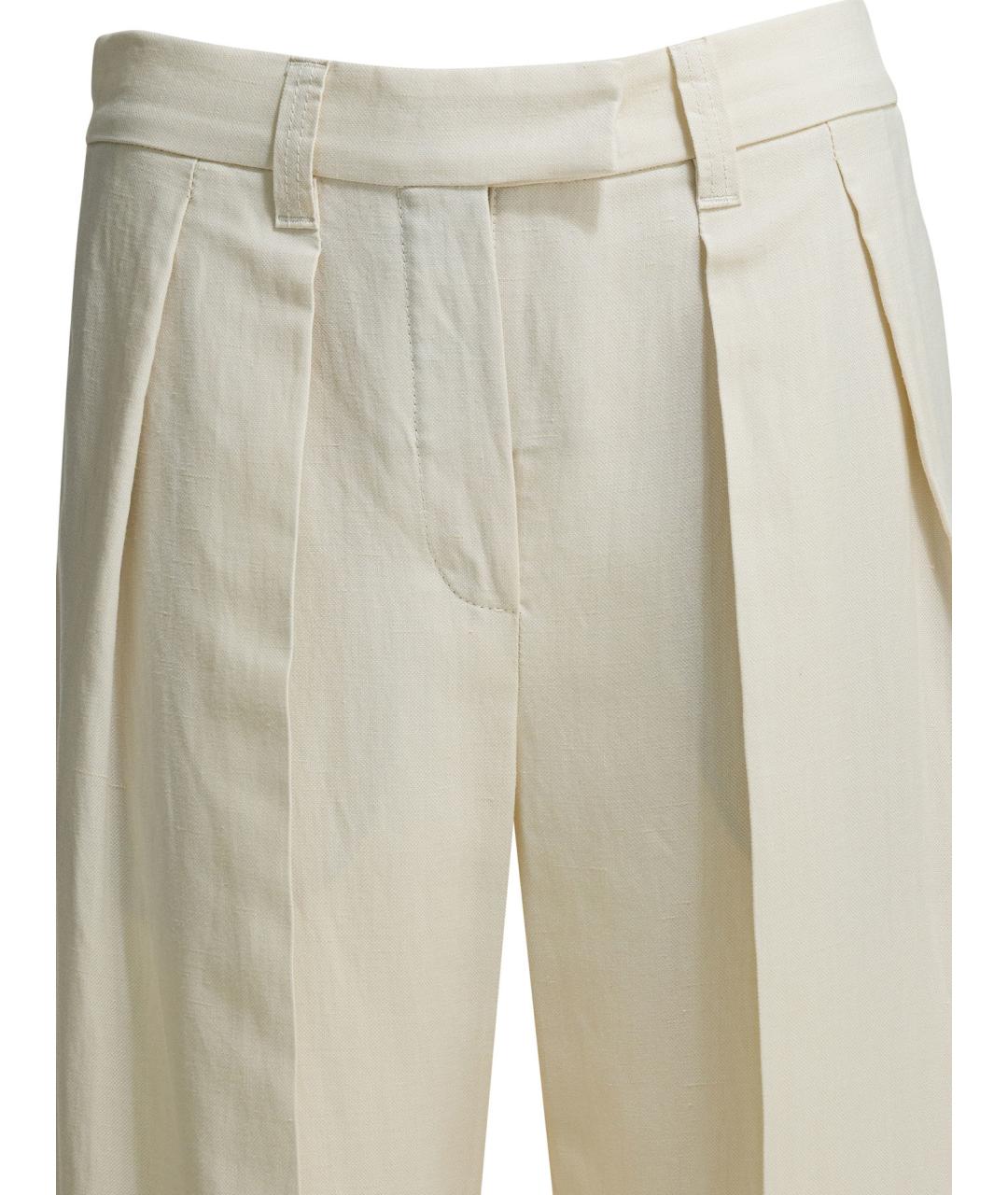BRUNELLO CUCINELLI Белые вискозные прямые брюки, фото 3