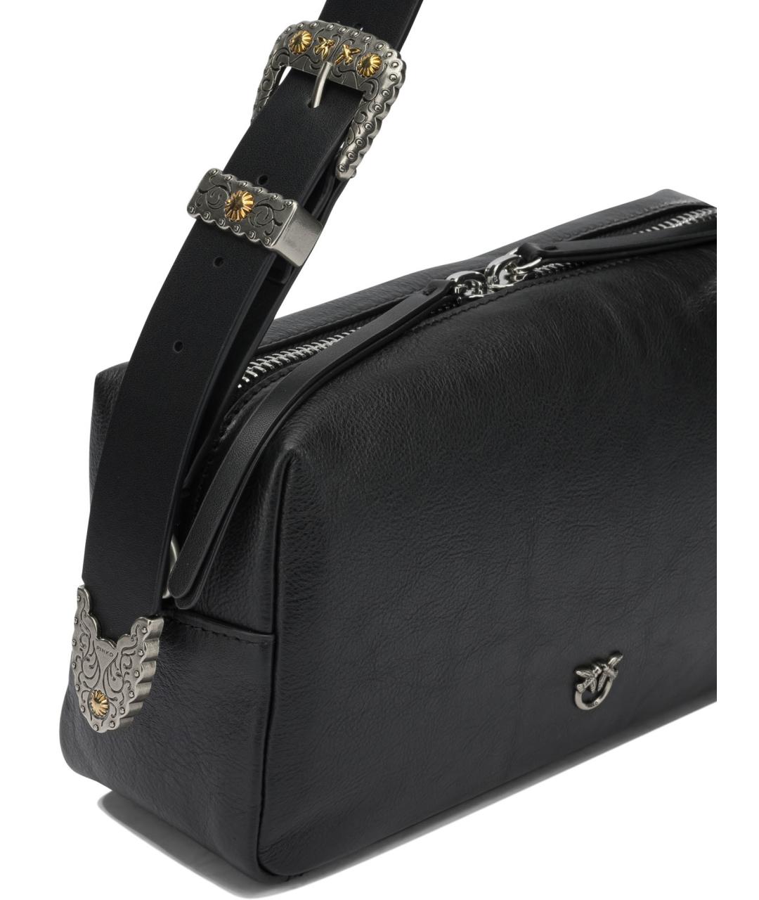 PINKO Черная кожаная сумка через плечо, фото 4
