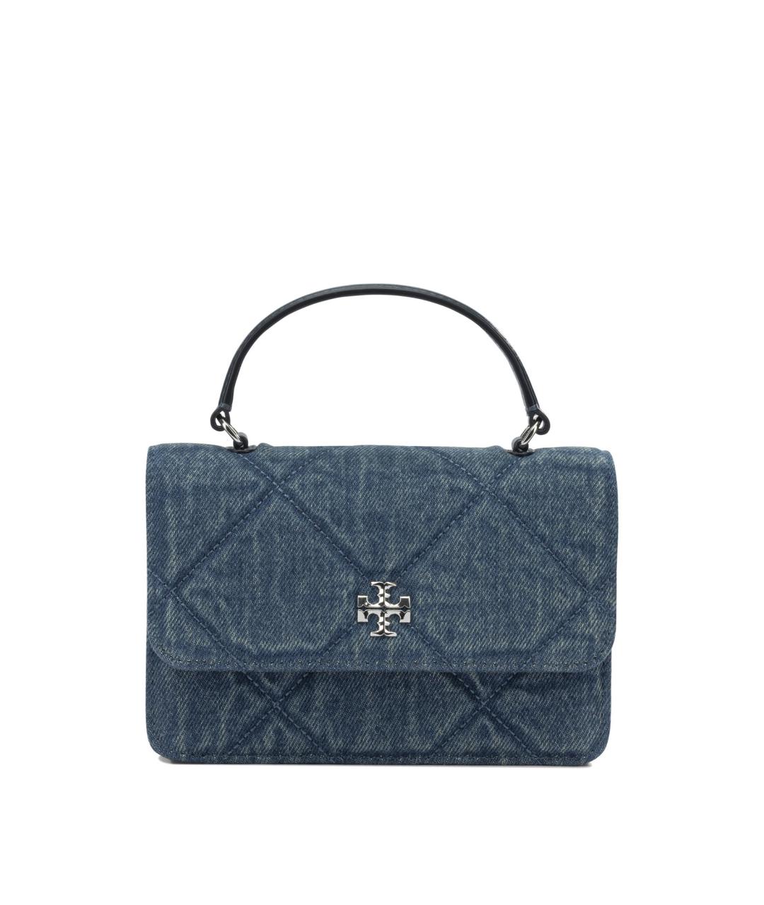 TORY BURCH Синяя хлопковая сумка с короткими ручками, фото 1