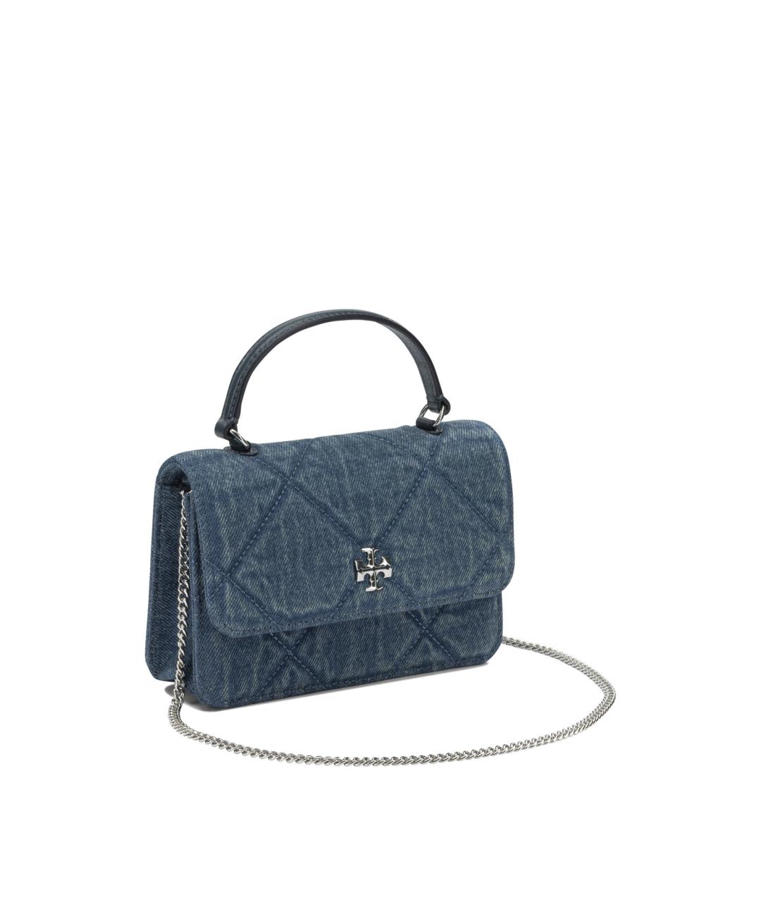 TORY BURCH Синяя хлопковая сумка с короткими ручками, фото 2