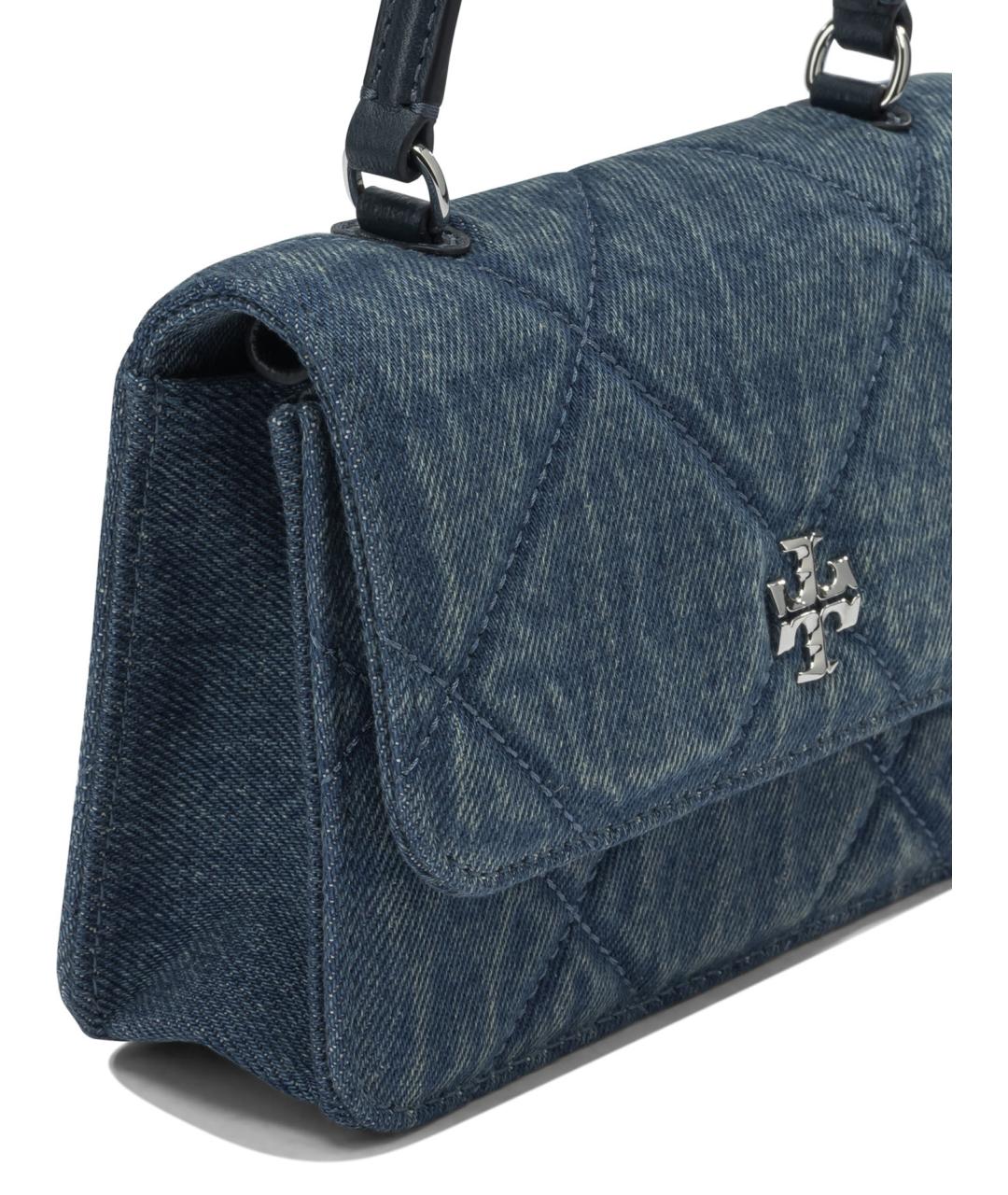 TORY BURCH Синяя хлопковая сумка с короткими ручками, фото 4