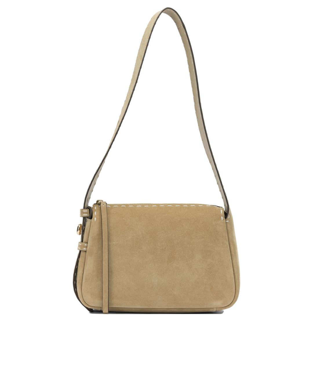 TORY BURCH Бежевая замшевая сумка через плечо, фото 1