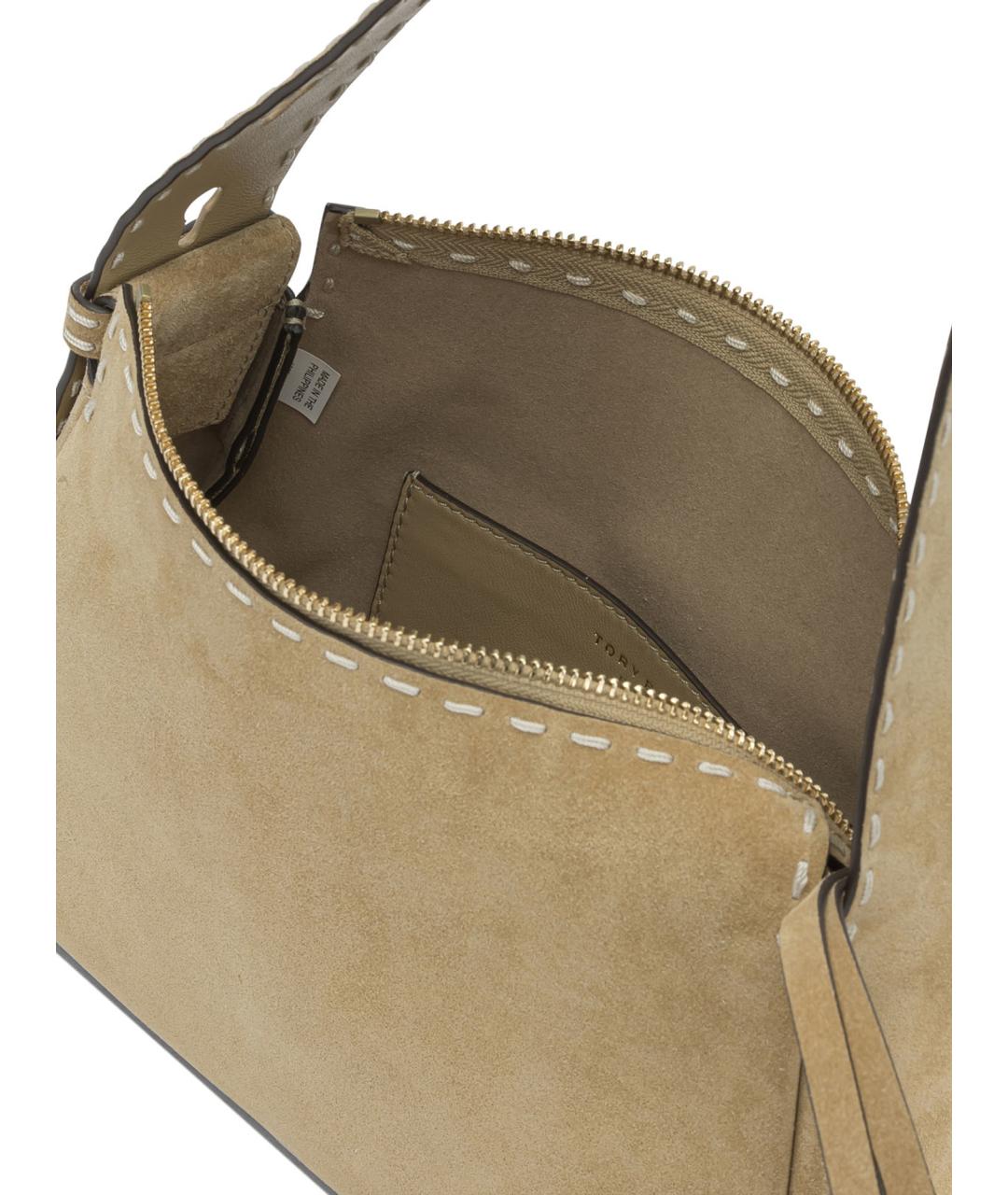 TORY BURCH Бежевая замшевая сумка через плечо, фото 5