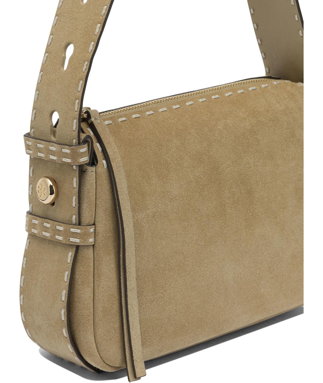 TORY BURCH Бежевая замшевая сумка через плечо, фото 4