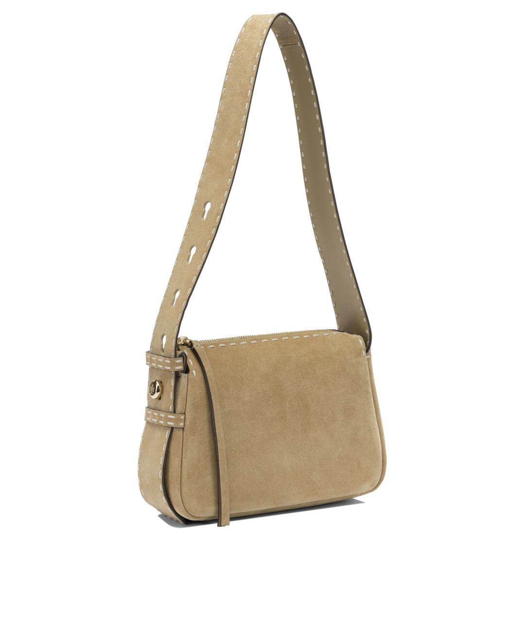 TORY BURCH Бежевая замшевая сумка через плечо, фото 2